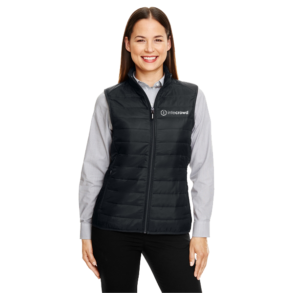 Prevail Packable Puffer Vest - Ladies' (White Logo)