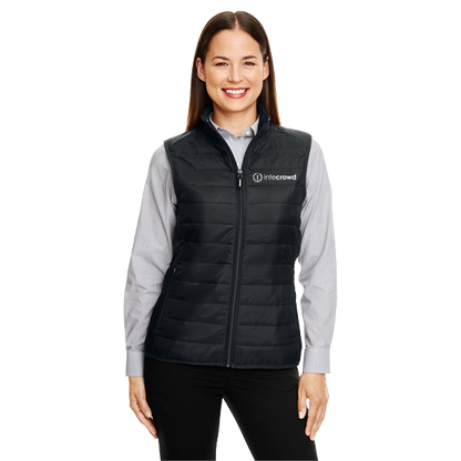 Prevail Packable Puffer Vest - Ladies' (White Logo)