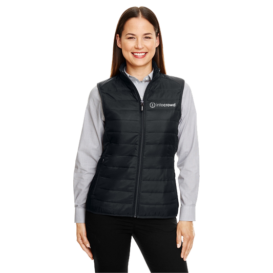 Prevail Packable Puffer Vest - Ladies' (White Logo)